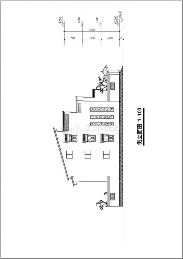 270平米三层砖混结构双拼式单体别墅建筑设计CAD图纸（3套方案）-图二