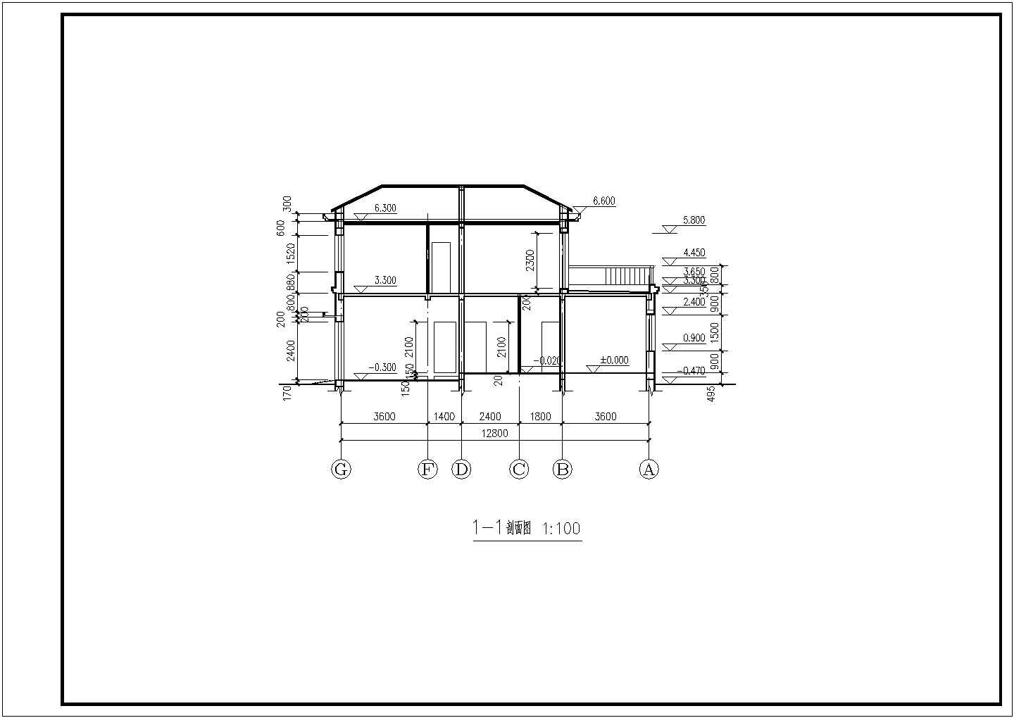 现代时尚某二层别墅建筑CAD细节布置图