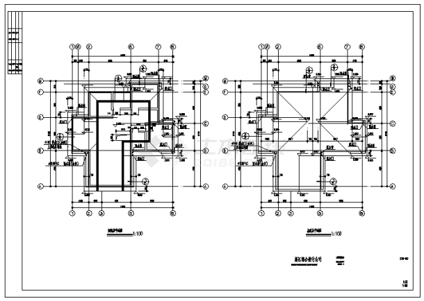 某二层带阁楼东方花园C型别墅建筑施工cad图，共四张-图二