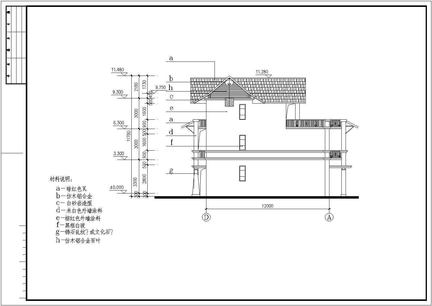 东南亚风格别墅建筑施工CAD图
