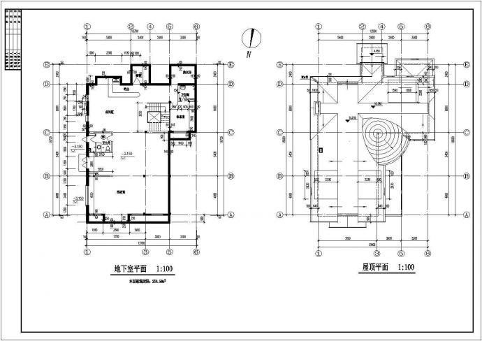 小型简约别墅建筑设计基础平面图_图1