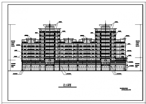 多层商住楼建筑施工cad图(含立面图，共五张)-图二