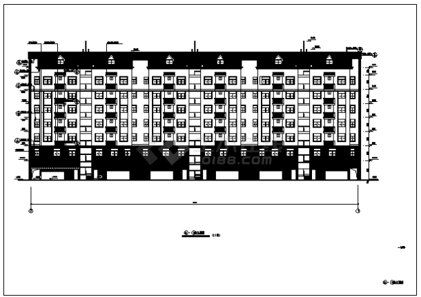 六层带半地下室住宅建筑施工cad图，共六张-图一