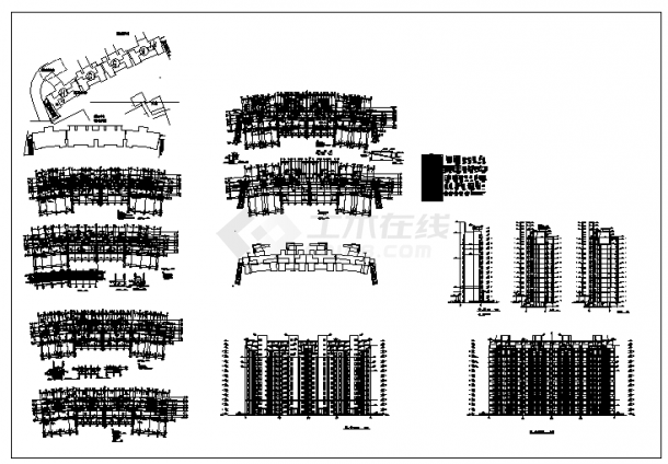 某十四层小区住宅楼建筑施工cad图，共十一张-图一