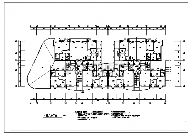 某十一层小区住宅建筑施工cad图(带效果图，共二十七张)-图二