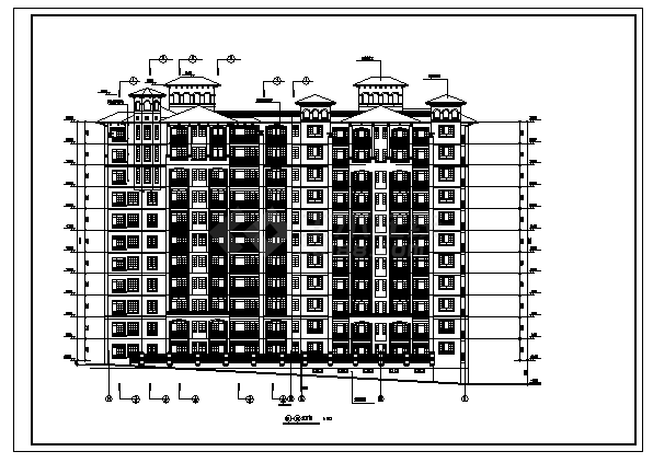 十一层住宅楼建筑施工cad图(含立面图，共三张)-图一