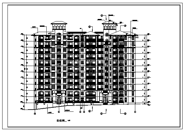 十一层住宅楼建筑施工cad图(含立面图，共三张)-图二