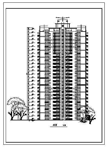 二十五层住宅楼建筑施工cad图，共七张-图二