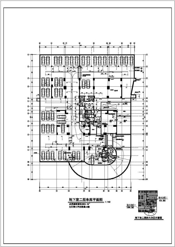 金华市望江花园小区5400平米2层框架结构停车场建筑设计CAD图纸-图一