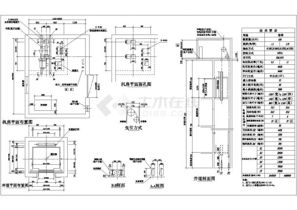 沈阳市某大型三星级酒店内部电梯建筑设计CAD施工图（4.5吨）-图二