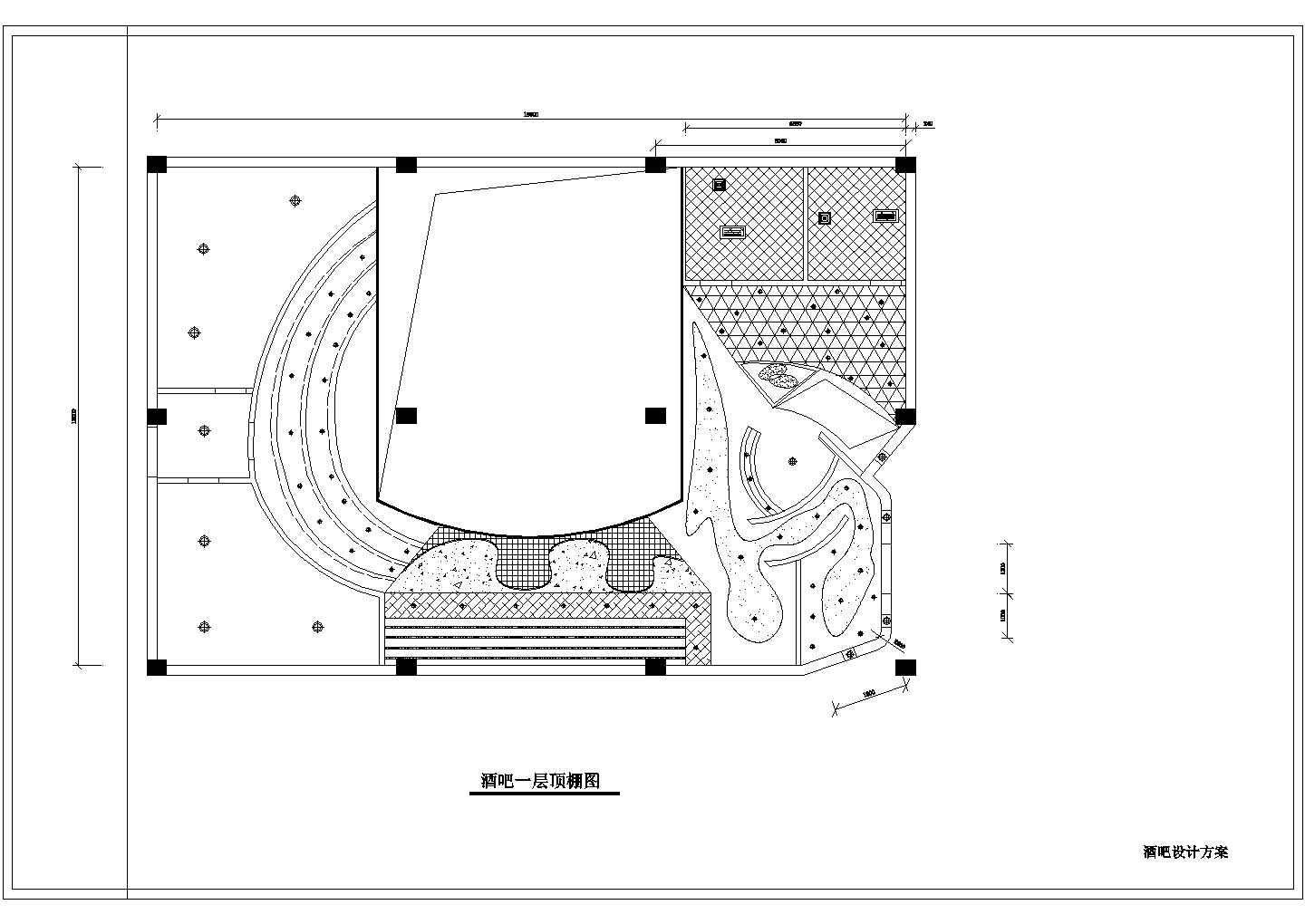 江苏省海门市步行街某酒吧设计装修设计CAD方案