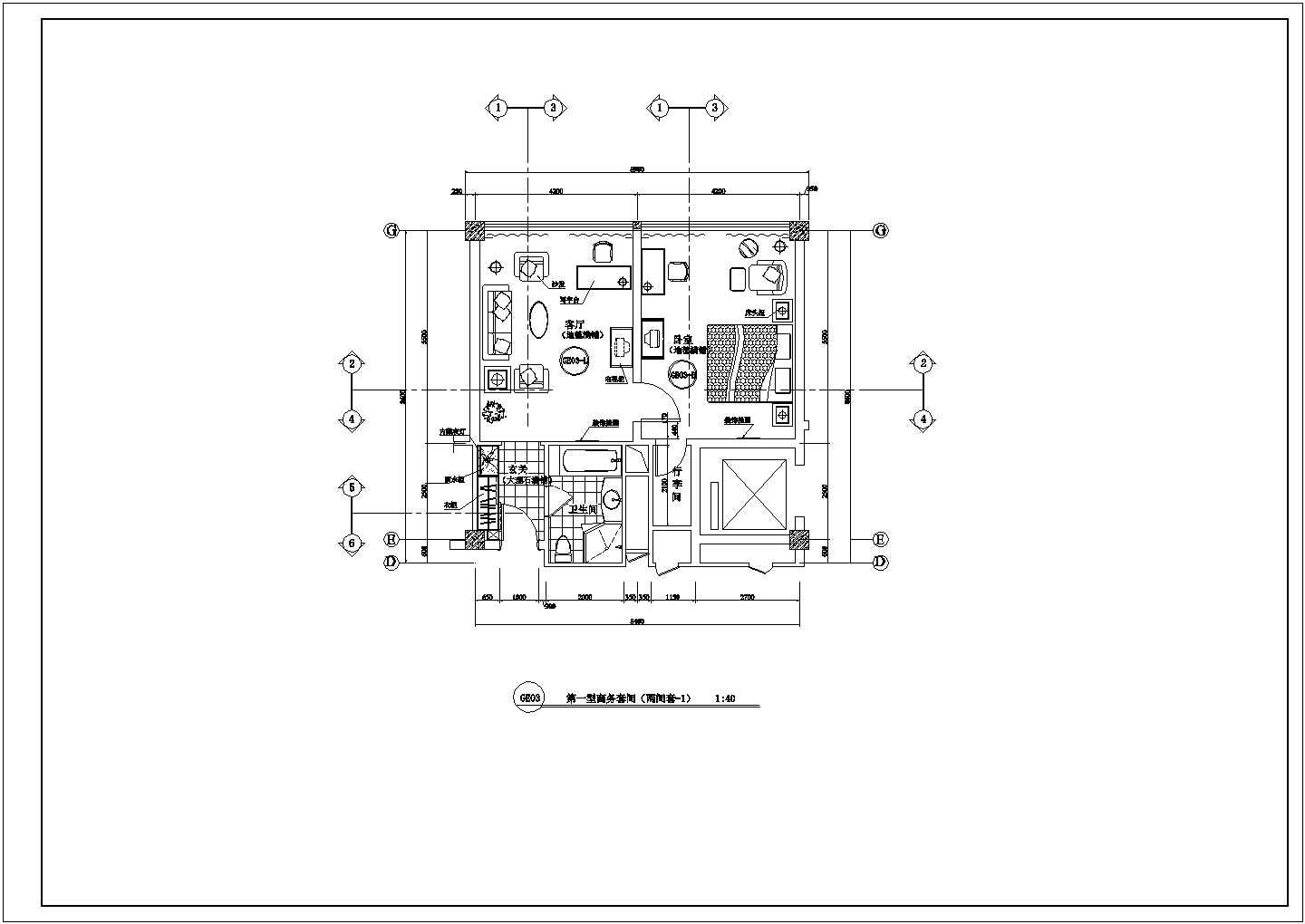 河南省邓州市某快捷酒店客房平面设计CAD图纸
