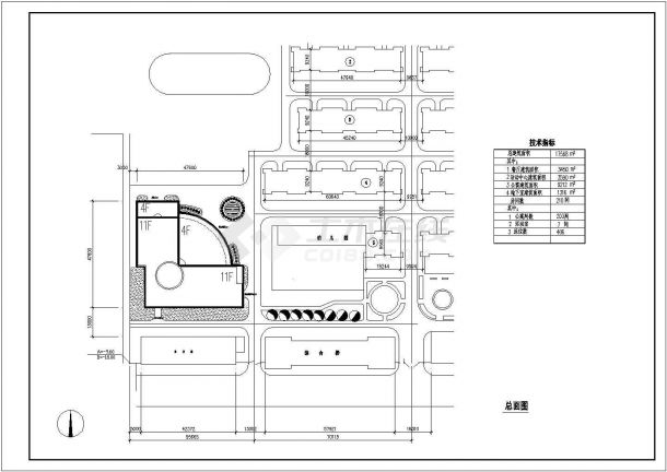 浙江省杭州市市中心某高层综合楼施工设计CAD图纸-图一