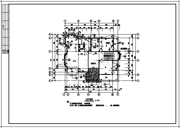 某二层带夹层别墅建筑施工cad图(带效果图，共七张)-图一