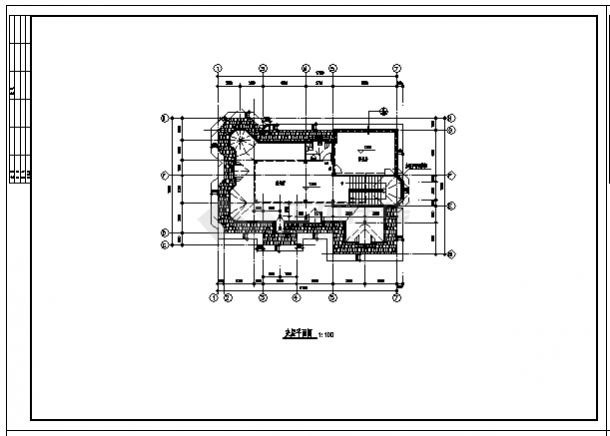 某二层带夹层别墅建筑施工cad图(带效果图，共七张)-图二