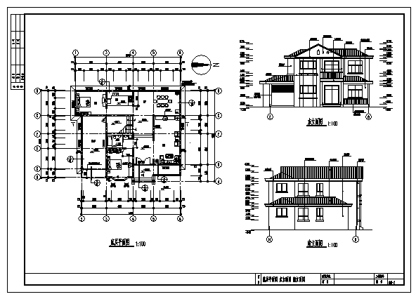 某二层带夹层别墅建筑施工cad图，共十张_图1