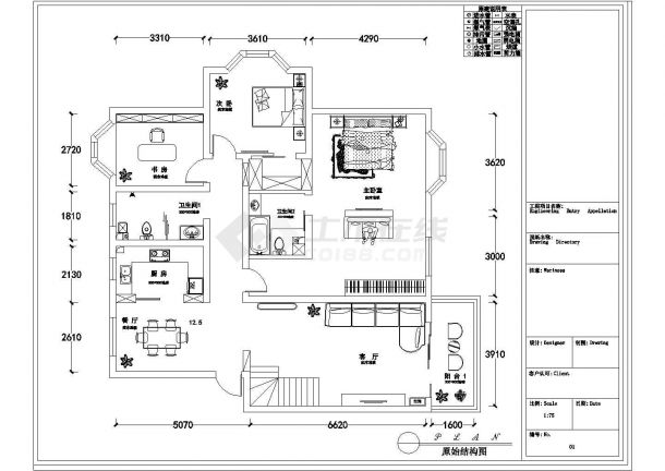 某2室2厅1书房户型住宅家用地暖设计cad施工图（含注意事项）-图二