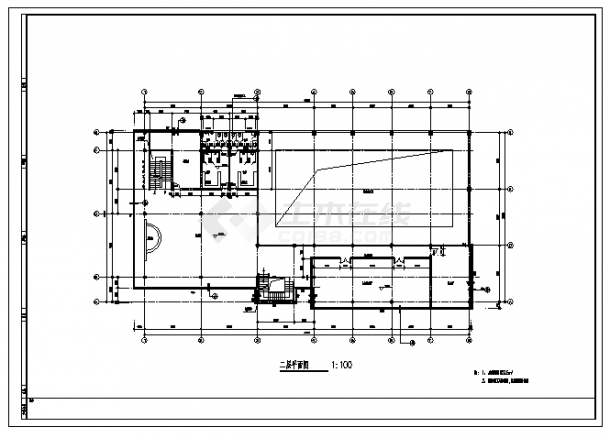某三层小区会所建筑施工cad图，共十五张-图二