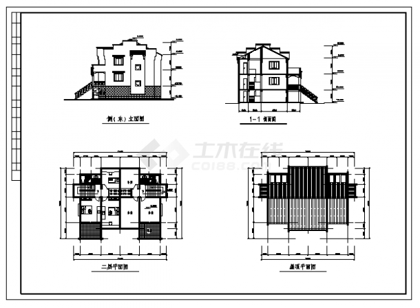 二层农村小康住宅建筑施工cad图(带效果图，共四张)-图一