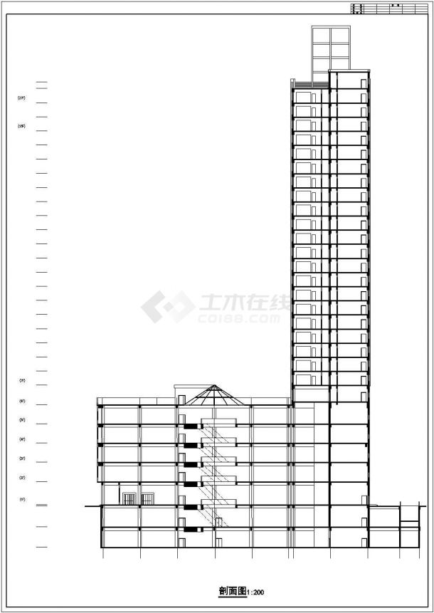 某剪力墙结构高层综合商业楼设计cad全套建筑施工图-图一