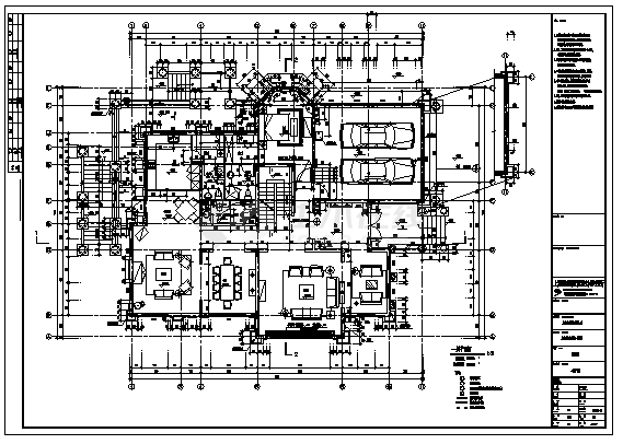 二层带地下室E型别墅建筑施工cad图，共六张-图一