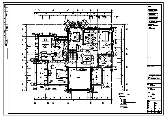 二层带地下室E型别墅建筑施工cad图，共六张-图二