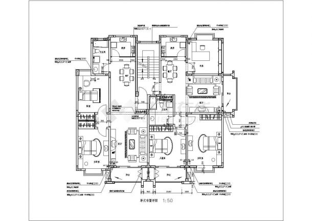 经典多层住宅楼户型设计cad平面方案图集（含多种类型设计）-图一