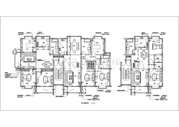 经典多层住宅楼户型设计cad平面方案图集（含多种类型设计）-图二