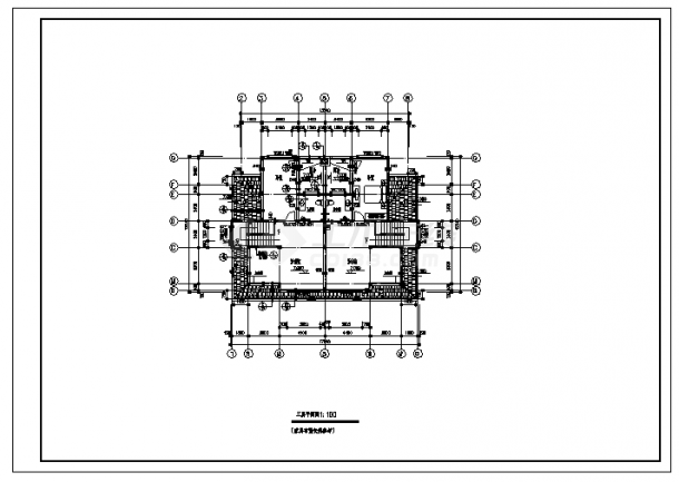 三层带半地下室双联别墅全套建筑施工cad图，共八张-图二