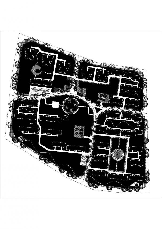 西安市高科花园小区总平面规划设计CAD图纸（占地8000平米）_图1