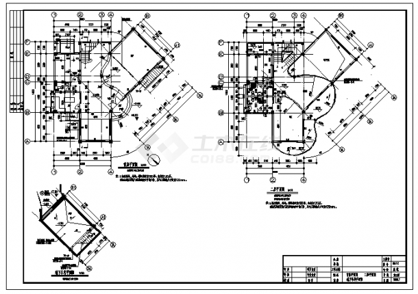 395平方米三层带地下室车库现代别墅建筑施工cad图(带效果图，共十一张)-图一