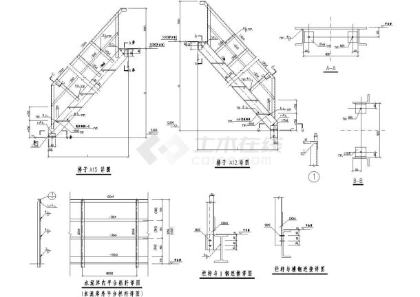 南昌市某大型网咖外部钢结构楼梯框架设计CAD施工图-图一