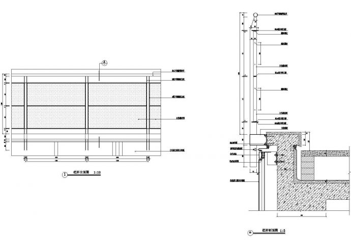 银川市某实验中学教学楼钢丝网式栏杆立面及大样设计CAD图纸_图1