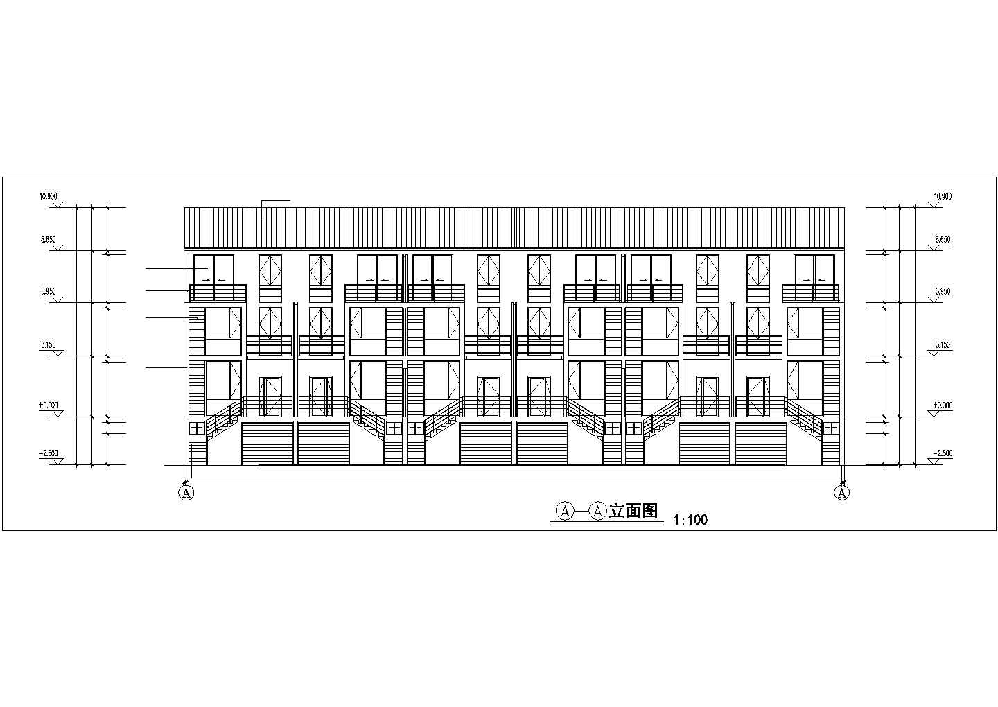 2400平米3层砖混结构公寓住宅楼建筑设计CAD图纸（1层6户）