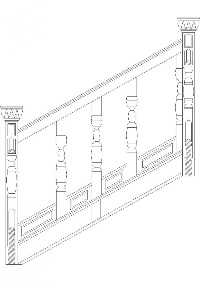 苏州市吴中区某私人园林住宅楼梯扶手设计CAD施工图_图1