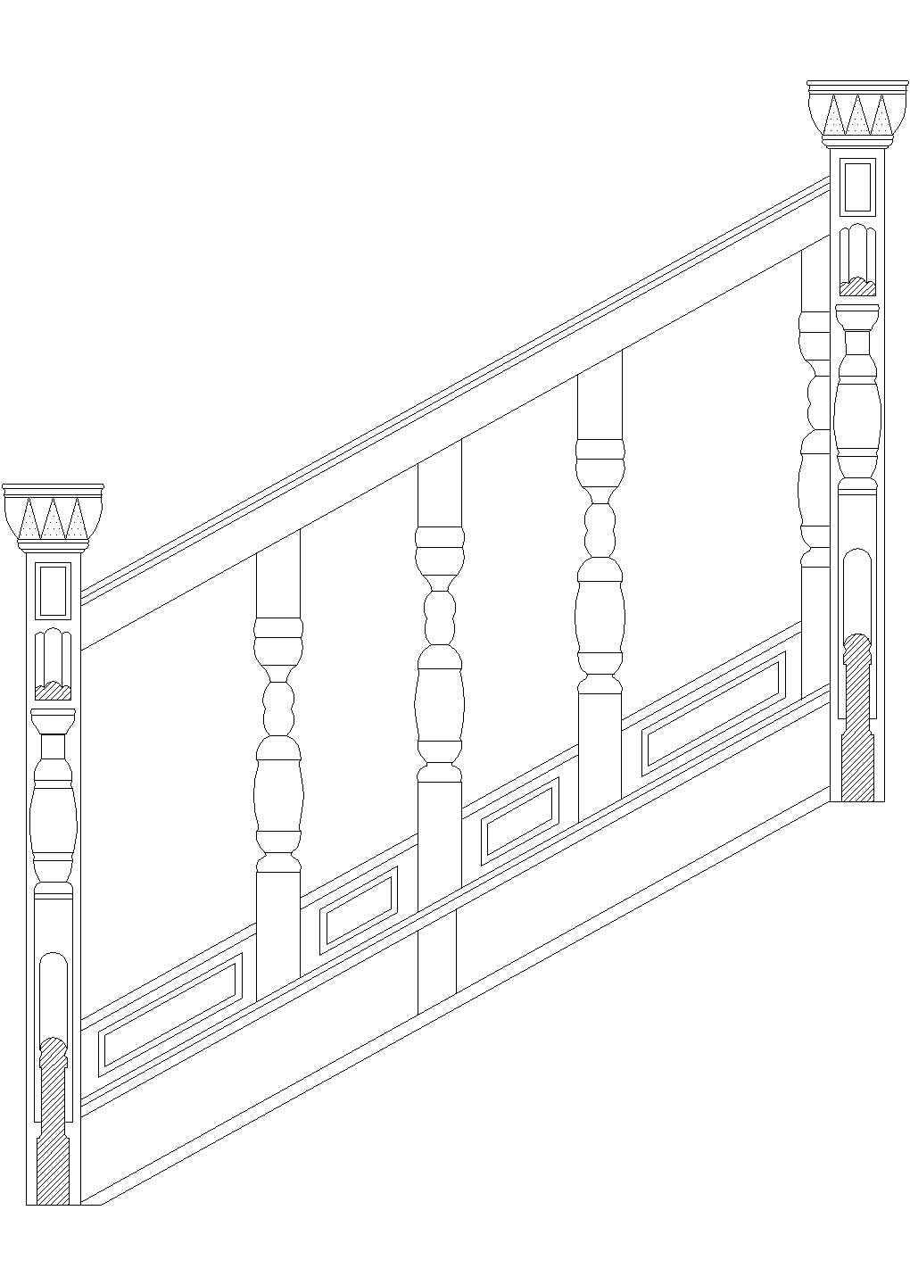 苏州市吴中区某私人园林住宅楼梯扶手设计CAD施工图