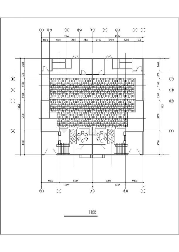 贵阳某小区2层砖混结构双拼式别墅建筑设计CAD图纸（每户140平米）-图二