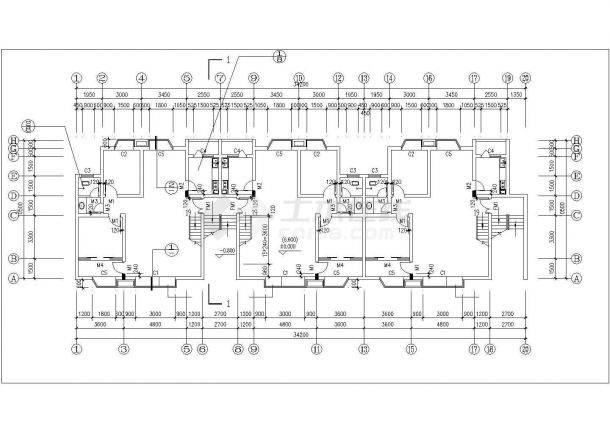 常用的1梯2户型住宅楼标准层平面设计CAD图纸（70张）-图二