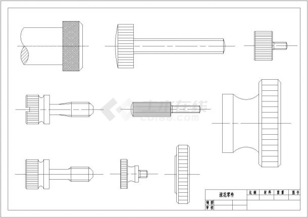 CAD机械图纸零件装配制图学习资料素材螺纹、滚花和花键类（毕业设计作业练习图）-图一