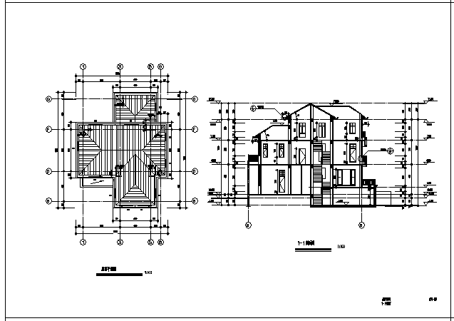 三层带地下室别墅建筑施工cad图，共五张_图1