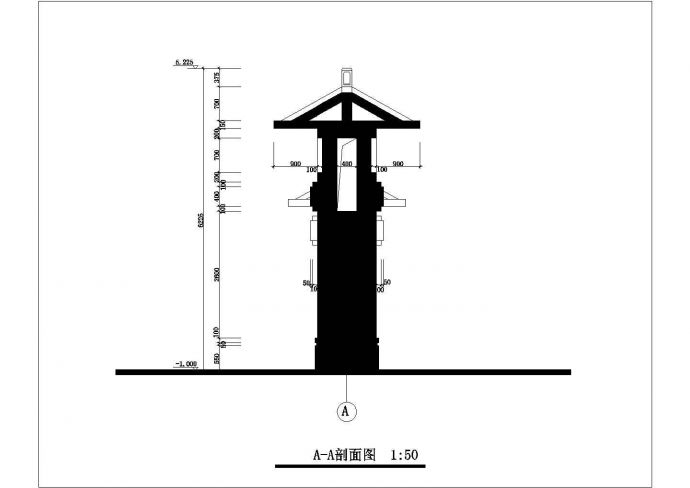 黄公祠入口牌坊设计cad全套建筑施工图（含结构设计）_图1