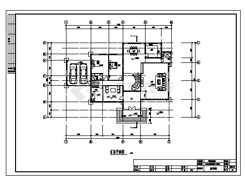 某市三层玉圭园G型别墅建筑施工cad图，共七张-图一