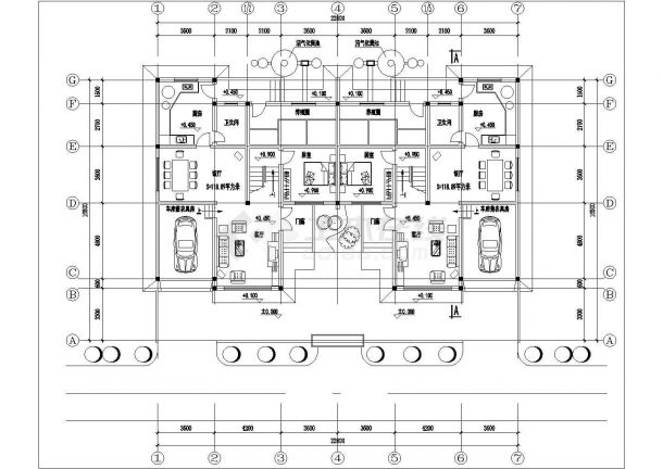 常州某小区3层砖混结构双拼式别墅建筑设计CAD图纸（每户270平米）-图二