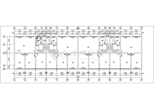 成都市某小区900平米左右2层砖混结构民居住宅楼建筑设计CAD图纸-图一