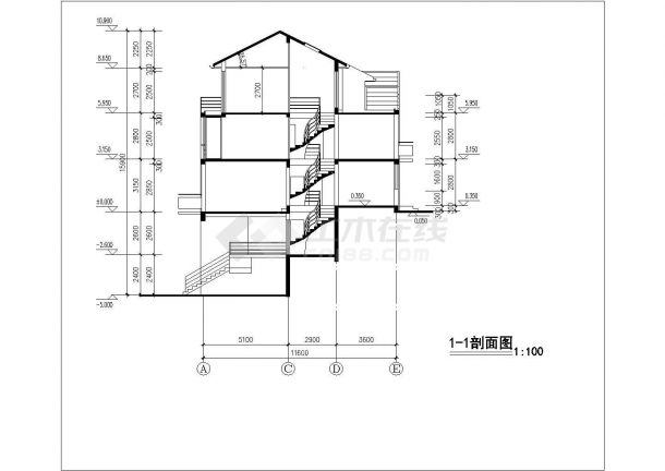 上海某工厂1150平米3层混合结构单身公寓楼建筑设计CAD图纸-图一