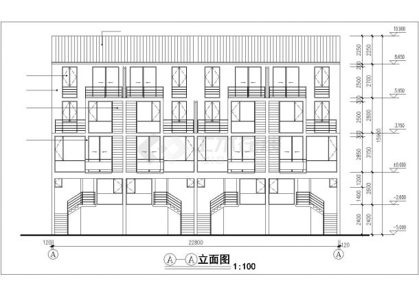 上海某工厂1150平米3层混合结构单身公寓楼建筑设计CAD图纸-图二