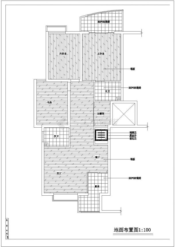 某三房两厅户型私人住宅室内装修设计cad全套施工图（甲级院设计）-图二