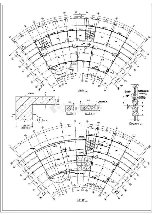 江南花苑小区1100平米3层框架结构娱乐会所建筑设计CAD图纸-图一