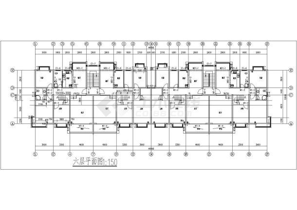 太原市星港花园小区2600平米6+1层砖混结构住宅楼建筑设计CAD图纸-图一