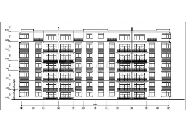 太原市星港花园小区2600平米6+1层砖混结构住宅楼建筑设计CAD图纸-图二